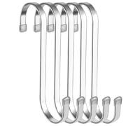 HTBMALL 5 Pack Flat S Hooks Stainless Steel Heavy Duty 5.5inch S Hooks for Hanging pots, Pans, Plants, Coffee Mugs, Towels in Kitchen and Bathroom, Coat, Bag, Work Shop, Perfect Rack Hook