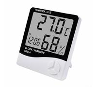 HTC-1 Battery Free Temperature and Humidity Meter, Digital LCD Room Thermometer Indoor Hygrometer Humidity Meter Alarm Clock
