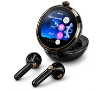 HTC NE71 AI Translation Wireless Earbuds with Round Touchscreen Case, Bluetooth 6.0, Black