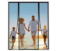 HTCSZL Magnetic Fly Screen Door, Black Sliding Double Door Fly Screen, Magnetic Curtain Mosquito Protection Double Door, Nets Patio Curtain Insect Mesh Double Door Screen Curtain,170(43/84/43) x200cm