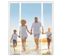 HTCSZL Magnetic Fly Screen Door, White Sliding Double Door Fly Screen, Magnetic Curtain Mosquito Protection Double Door, Nets Patio Curtain Insect Mesh Double Door Screen Curtain,140(35/70/35) x200cm