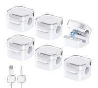 htdayang 6 Pack Cable Tidy Clips, Magnetic Cord Organizer Holder, Adhesive Desk Cable Management for Nightstand, Kitchen Appliances, Office - White