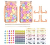 htdayang Reward Jar, 2 Pcs Star Reward Jar with 30 Stars and 30 Flowers for Home School Classroom Teacher Parent Student, Rewards for Good Behavior with Alphabet Stickers