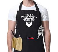 HTDesigns Funny Apron for Men - This is A Manly Apron - Dad Chef Gift - Barbecue Apron - Father's Cooking Gift - Aprons with Pockets