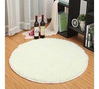 HTDirect Bedroom Carpet Super Soft Modern Circular Living Room Rugs Decorative Shaggy Floor Round Carpets Play Nursery Rug for Bath Rooms (White, 80CMx80CM)