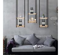 HTDRE Ceiling Hanging Shelf - Metal Wine Bottle Holder, Floating Display Shelves, Wall Support for Flower Pots - Iron Storage Racks for Bars, Home Décor, and nizing