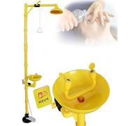 HTDRE Emergency Eyewash Station with Pedal, ABS Coating Stainless Steel, for Outdoor Factory and Laboratory Use