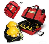 HTDRE First Responder Bag with Wheels, Trauma Backpack Empty, Kits Storage Jump Bag Pack, Fire-retardant&1800D Oxford Cloth, for Home Health Nurses, Doctors, Police, Firefighters