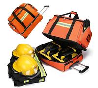 HTDRE First Responder Bag with Wheels, Trauma Backpack Empty, Kits Storage Jump Bag Pack, Fire-retardant&1800D Oxford Cloth, for Home Health Nurses, Doctors, Police, Firefighters