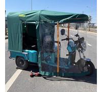 HTDRE Folding Electric Tricycle Awning, Adult Tricycle Cover, Trike Cover Equipped With Safety Warning Strips, Rain Sun Wind Proof Tricycle Frame Canopy(Blue,110 * 90cm/43 * 35")