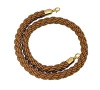 HTDRE Gold Barrier Rope for Stanchions, Durable Braided Polyester Queue Management Line with Snap Hooks, Red Velvet Style Ropes for Hotels Theaters Events, Brown 5ft Length