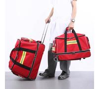 HTDRE Kits Storage Jump Bag Pack, Fire Retardant Oxford Cloth Fire Backpack, Large Capacity Waterproof Trauma Backpack Empty, with Wheels, Single/Double Size, for Police/Firefighters/Home Nurses