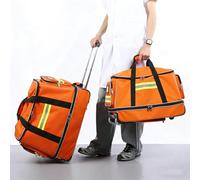 HTDRE Kits Storage Jump Bag Pack, Fire Retardant Oxford Cloth Fire Backpack, Large Capacity Waterproof Trauma Backpack Empty, with Wheels, Single/Double Size, for Police/Firefighters/Home Nurses