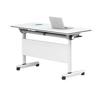 HTDRE Large Folding Conference Table with Locking Casters - Mobile Flip Top Desk for Meetings & Training Rooms - 10pcs 120x50x75cm Perfect for Office & Home Use