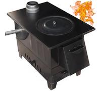 HTDRE Thickened Cast Iron Wood Burning Stove, Multi Fuel Fireplace Woodburner for Heating & Cooking, Indoor Smoke-free Cast Iron Wood Burner Stove with Oven Accessories for Indoor/Outdoor Heating