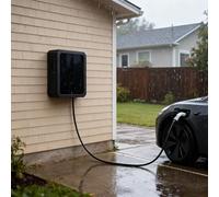 HTDRE Weatherproof Wall EV Charger Pedestal Box, Lockable Universal Electric Car Station Cover, Space Saving Outdoor EV Charger Enclosure, Large Capacity Protection Box(Black)