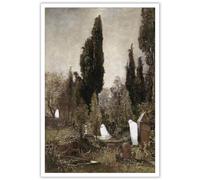 Htdsks 3 Ghosts Wandering The Cemetery Posters Funny White Ghost Halloween Canvas Wall Art Trendy Green Forest Floral Prints Painting For Home Bedroom Dorm Halloween Wall Decor 12x16in Unframed