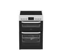HTE6VDCW 60cm Electric Ceramic Cooker, Fan Oven, Multiflow Technology, Double Oven, Ceramic Hob, Easy Clean Enamel, Precision Temperature Control, White