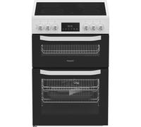 Hotpoint HTE6VDCW 60cm Electric Cooker with Ceramic Hob - White - A/A Rated, White