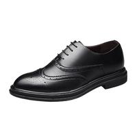 HTERWQEA Brogue Dress Formal Shoes for Mens Genuine Leather Vintage Lace Up Non Slip Rubber Sole Low Top Wedding Wedding Cap Toe Design(Negro,8 UK)