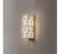 HTERWQEA Dimmable LED Three-Color Dimming Crystal Wall Light 10W Long Linear Wall Sconce Chrome Wall Mount Bathroom Bedroom Bedside Living Room Hallway Remote Control Wall Lamp(26CM/10.2IN)