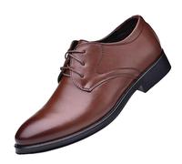 HTERWQEA Dress Formal Shoes for Men's Luxury Leather Business Tuxedo Wedding Non Slip Anti-Slip Formal Brogue Vintage Lace Up Uniform(Marrone,8 UK)