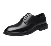 HTERWQEA Dress Oxford Formal Shoes for Men's Spanish Leather Non Slip Rubber Sole Slip Resistant Anti-Slip Working Fashion Lace Up Plain Toe Evening(9 UK) Black