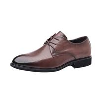 HTERWQEA Formal Oxford Shoes for Men Spanish Leather Casual Business Slip Resistant Dress Business Fashion Lace Up Pointed Toe(Marrone,7.5 UK)