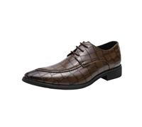 HTERWQEA Hand-Stitched Detailing Dress Formal Shoes for Men Italian Leather Plain Toe Vintage Lace Up Anti-Slip Non Slip Resistant Tuxedo Wedding(Marrone,7.5 UK)