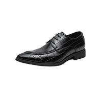 HTERWQEA Hand-Stitched Detailing Dress Formal Shoes for Men Italian Leather Plain Toe Vintage Lace Up Anti-Slip Non Slip Resistant Tuxedo Wedding(Negro,9.5 UK)