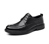 HTERWQEA Hand-Stitched Detailing Dress Oxford for Mens Genuine Leather Lace Up Pointed Toe Casual Classic Business Party Wedding Slip Resistant Casual(5.5 UK) Black