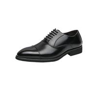 HTERWQEA Men Formal Shoes Spanish Leather Classic Business Party Wedding Anti-Slip Slip Resistant Rubber Sole Casual Plain Toe Comfort Orthopedic Fashion Lace Up(Negro,8 UK)