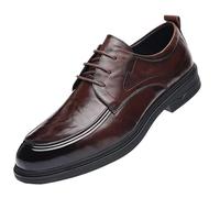 HTERWQEA Men Hand-Stitched Detailing Formal Oxford Shoes Leather Plain Toe Non Slip Block Heel Anti-Slip Slip Resistant Classic Classic Lace Up Business(Marrone,5.5 UK)