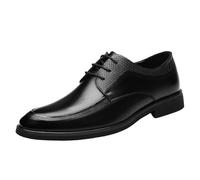HTERWQEA Men Hand-Stitched Detailing Oxford Shoes Waterproof Leather Outdoor Vintage Lace Up Brogue Party Wedding Slip Resistant Classic(Negro,9.5 UK)