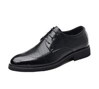 HTERWQEA Men's Black Leather Height Increasing Oxford Shoes for Business Wedding Casual Commuting Formal Footwear English Style(Negro,8 UK)
