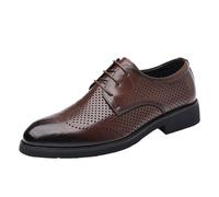 HTERWQEA Men's Black Leather Height Increasing Oxford Shoes for Business Wedding Casual Commuting Formal Footwear English Style(Marrone,8 UK)