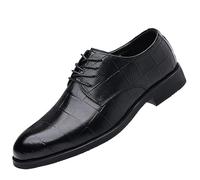 HTERWQEA Mens Black Oxfords Pointed Toe Formal Wedding Shoes Classic Lace Up Tuxedo Leather for Prom and Special Occasions Elegant Dress Footwear(7 UK)