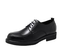 HTERWQEA Men's Formal Shoes Dress Oxford Calfskin Leather Non Slip Anti-Slip Outdoor Plain Toe Wedding Lace Up(Negro,7 UK)