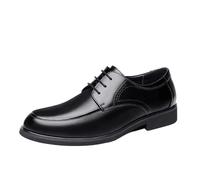 HTERWQEA Men's Hand-Stitched Detailing Oxford Shoes Burnished Leather Rubber Sole Slip Party Cap Toe Design Lace Up(Negro,7 UK)