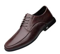 HTERWQEA Men's Hand-Stitched Detailing Oxford Shoes Leather Working Fashion Lace Up Non Slip Block Heel Anti-Slip Slip Resistant Prom Round Toe(Marrone,8 UK)