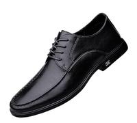 HTERWQEA Men's Hand-Stitched Detailing Oxford Shoes Leather Working Fashion Lace Up Non Slip Block Heel Anti-Slip Slip Resistant Prom Round Toe(Negro,8 UK)