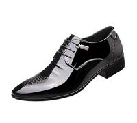 HTERWQEA Men's Height Increase Leather Tuxedo Shoes Comfortable Pointed Toe for Wedding Formal French Style(7 UK) Black
