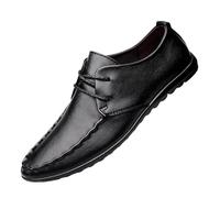 HTERWQEA Mens Oxford Shoes Spanish Leather Fashion Lace Up Cap Toe Design Wedding Non Slip Uniform(Negro,9 UK)