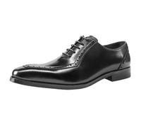 HTERWQEA Mens Semi Brogue Dress Formal Shoes Burnished Leather Outdoor Vintage Lace Up Pointed Toe Classic Business Party Wedding Anti-Slip Non Slip Resistant Casual(5 UK) Black