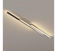 HTERWQEA Modern LED Linear Ceiling Light Semi-Flush Mount Long Strip Chandelier 3000K Minimalist Close-to-Ceiling Lamp for Office Living Room Bedroom Hallway Kitchen(Svart,100cm)
