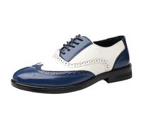 HTERWQEA Two Tone Stitched Upper Hand-Stitched Formal Shoes Dress Oxford for Men's Luxury Leather Round Toe Fashion Lace Up Non Slip Rubber Sole Slip Resistant Anti-Slip Outdoor Casual(Azul,9 UK)