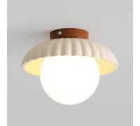 HTERWQEA Whimsical Semi Flush Mount Ceiling Light Scalloped Metal Shade 9.8 Inch White Pink Green Globe Fixture Soft Illumination for Kids Room Nursery Bedroom Hallway Entryway(Beige)