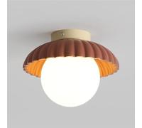 HTERWQEA Whimsical Semi Flush Mount Ceiling Light Scalloped Metal Shade 9.8 Inch White Pink Green Globe Fixture Soft Illumination for Kids Room Nursery Bedroom Hallway Entryway(Rojo)