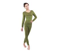 HTEZXFVX Women Stretch Thermal Underwear Set Scoop Neck Base Layer Slim Long Johns Green