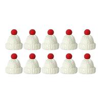 HTFTOIO Xmas Ornaments Mini Santa Knitted Hat & Scarf Small Christmas Costume for Cat Rabbit Doll Lollipop Bottle Cap DIY Xmas Party Dinner Decoration Christmas Décor(10pcs,Hats- Style D)